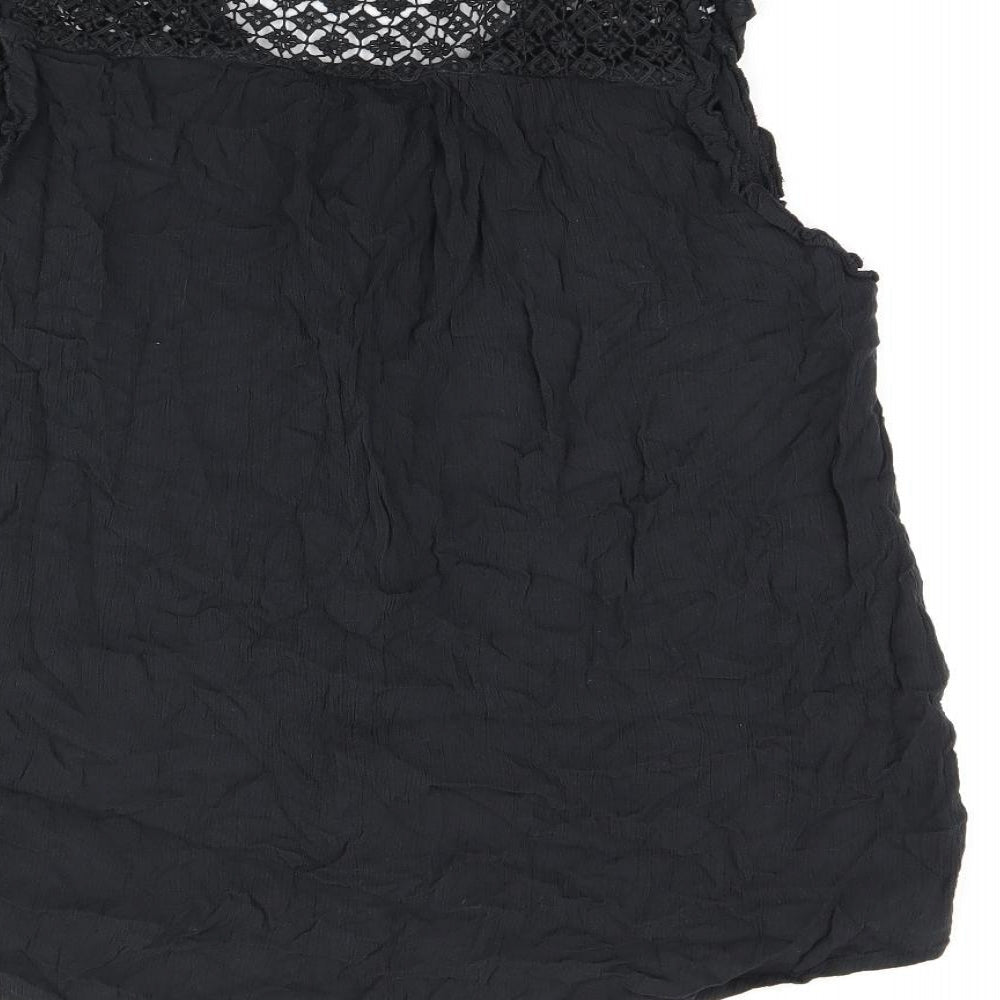 Womens UK Size 14 Yessica Black Basic Button-Up