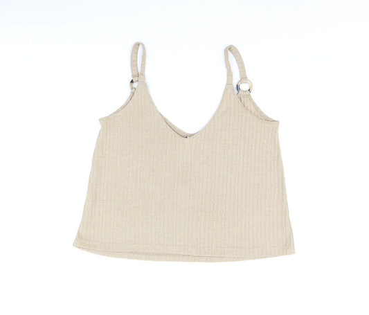 Womens UK Size S Stradivarius Beige Camisole T-Shirt