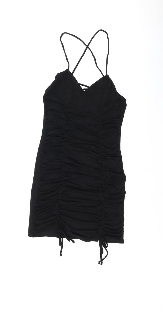 ASOS Womens Black Polyester Bodycon Size 10 V-Neck Pullover