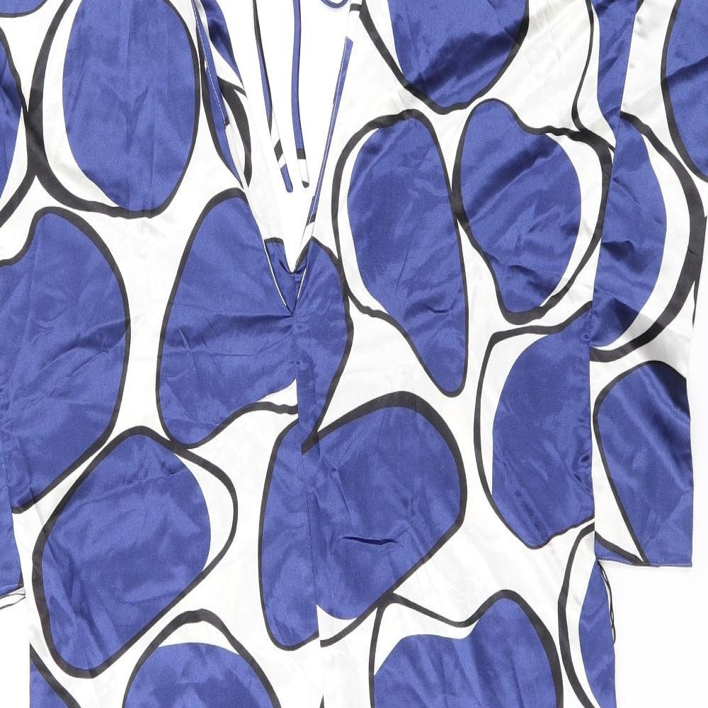 Oasis Womens White Geometric Polyester Shift Size 10 V-Neck Tie