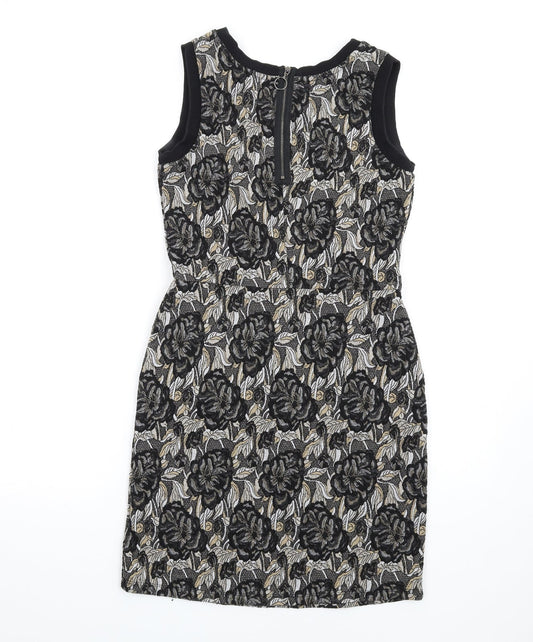 NEXT Womens Multicoloured Floral Polyester Pencil Dress Size 8 Round Neck Zip