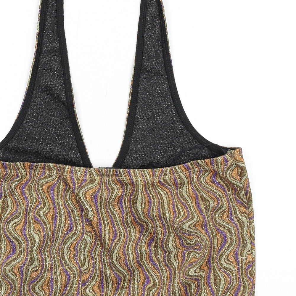 Womens UK Size L Urban Outfitters Multicoloured Cropped Tank