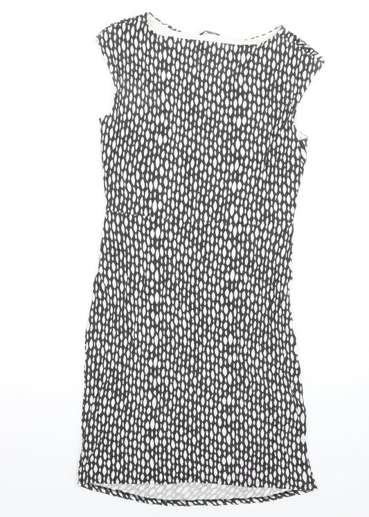 M&Co Womens Black Geometric Viscose Mini Size 16 Roll Neck Pullover
