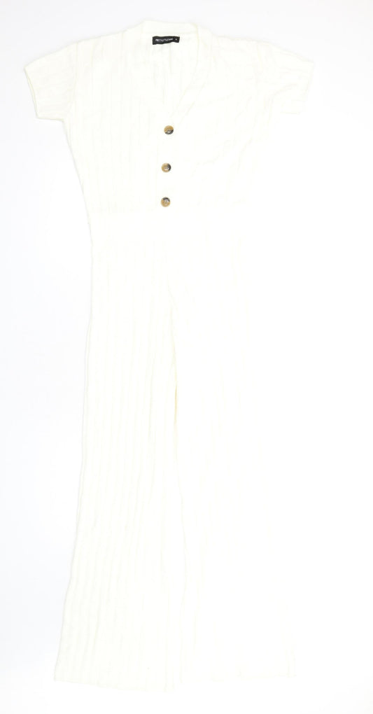Womens UK Size S PRETTYLITTLETHING One-Piece Ivory Jumpsuit