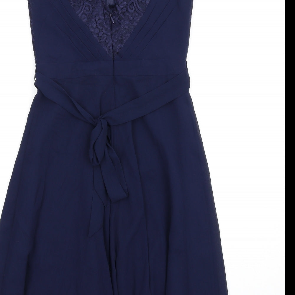 Monsoon Womens Blue Nylon A-Line Size 8 V-Neck Zip