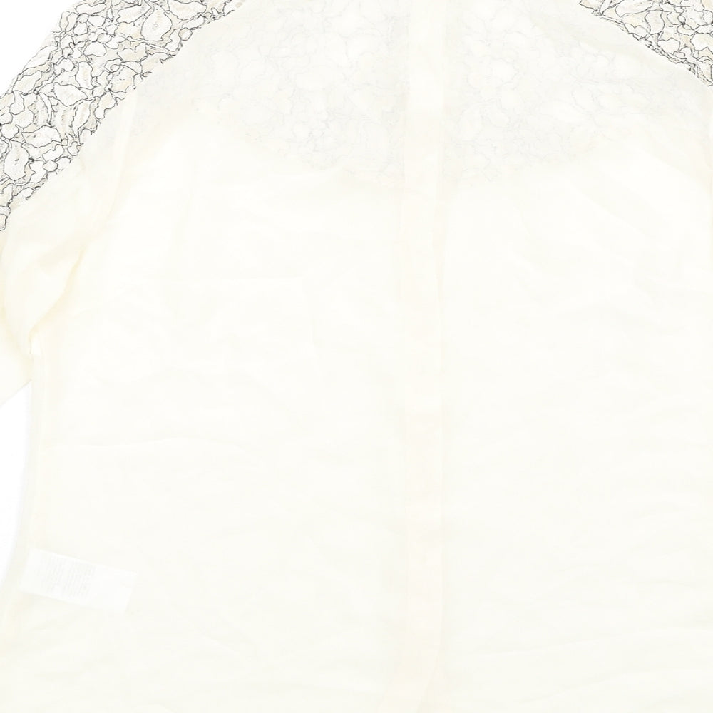 Womens UK Size 12 Warehouse Ivory Basic Button-Up