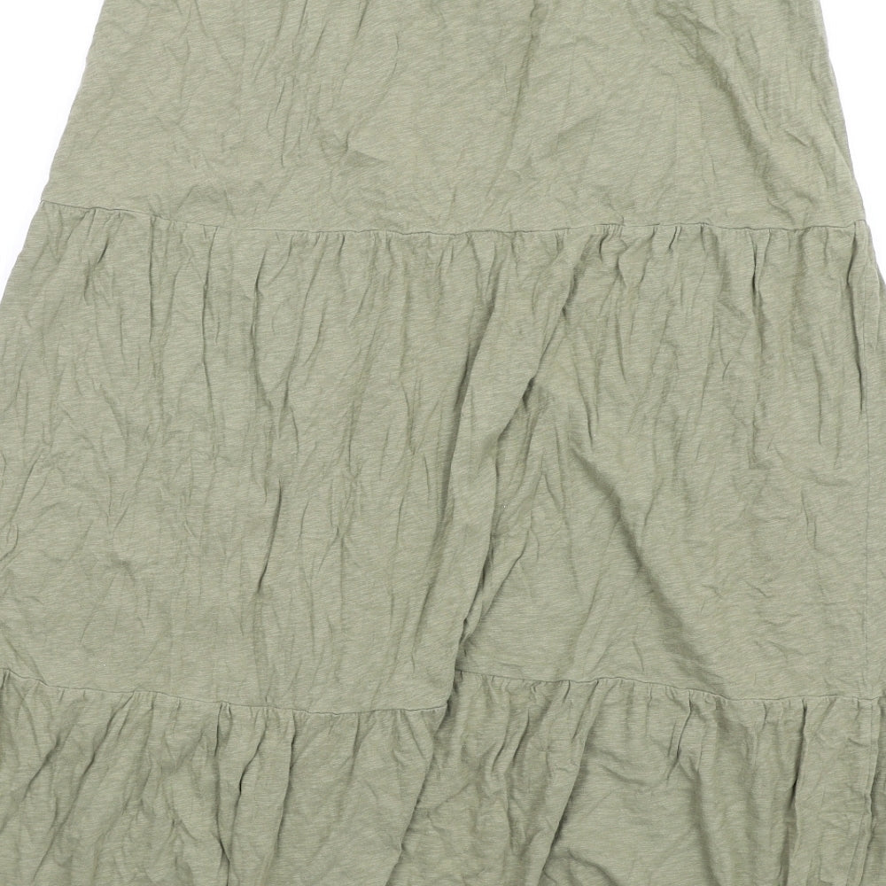 Marks and Spencer Womens Green Cotton A-Line Skirt Size 12
