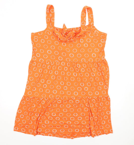 NEXT Womens Orange Geometric Viscose Trapeze & Swing Size 18 Square Neck Pullover