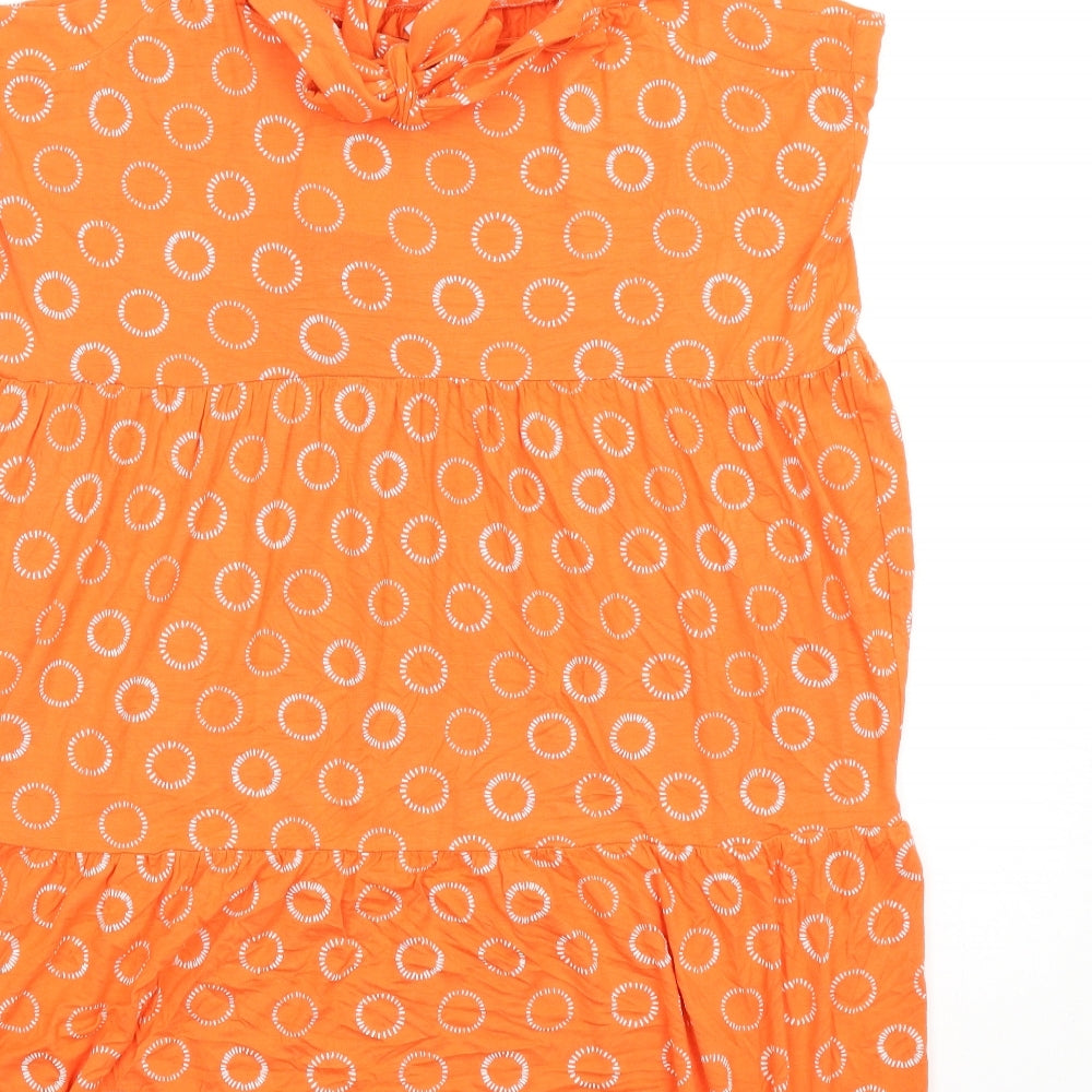 NEXT Womens Orange Geometric Viscose Trapeze & Swing Size 18 Square Neck Pullover