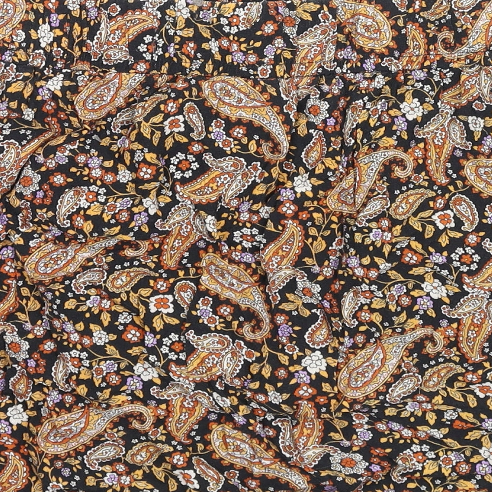 Brand and care label for Nobody's Child women’s multicoloured paisley viscose a-line skirt, size UK 8