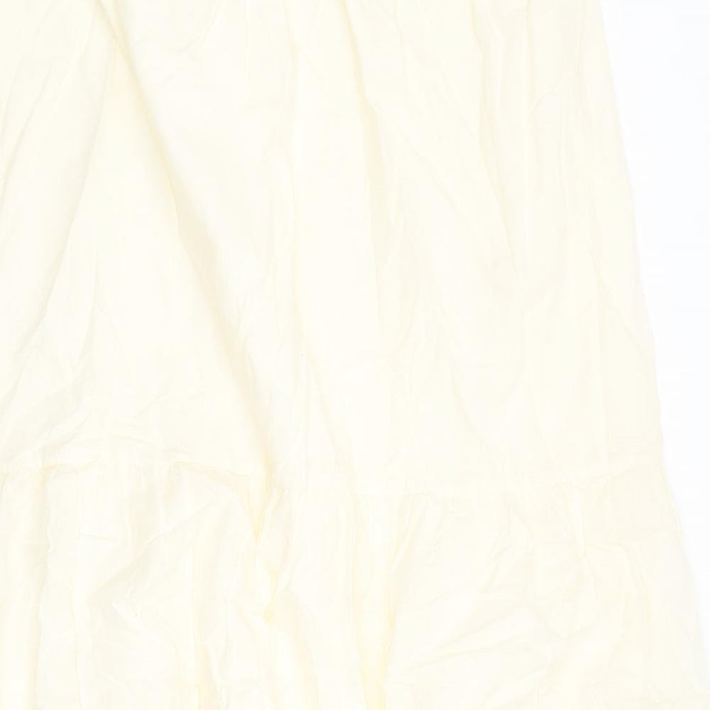 Marks and Spencer Womens Ivory Cotton Peasant Skirt Size 24 - Elasticated Waist Broderie Anglaise