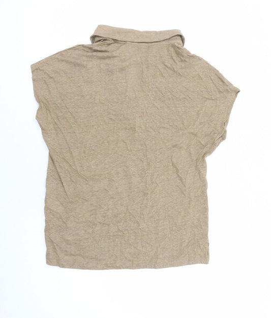Autograph Womens Brown Flax Basic Polo Size 6 Collared
