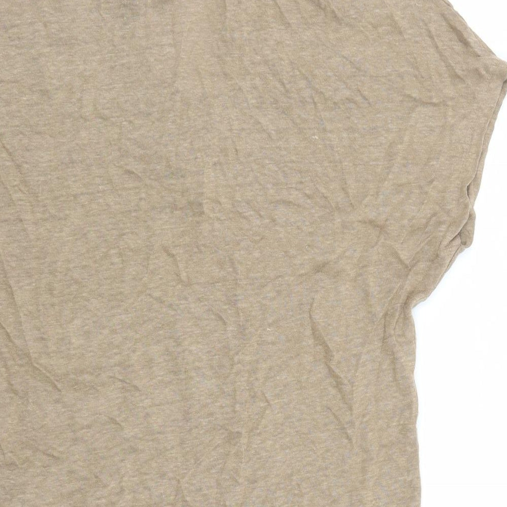 Brand and care label for Autograph women’s brown flax basic polo, size UK 6, collared