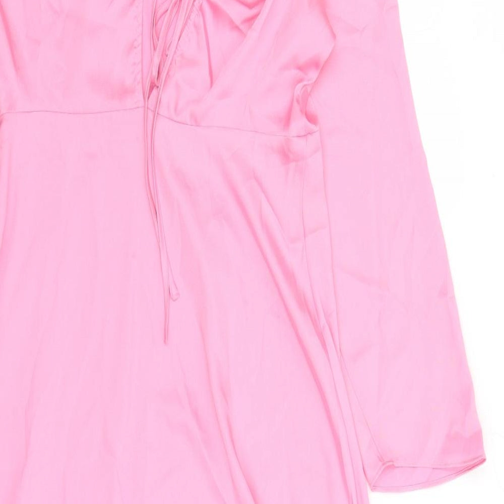 Marks and Spencer Womens Pink Polyester A-Line Size 12 Round Neck Zip