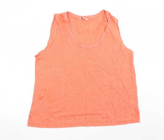 Additional front view of Autograph women’s orange flax basic tank, size UK 20, scoop neck