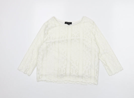 Womens UK Size 6 New Look Ivory Cropped Blouse