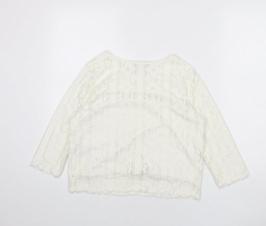Womens UK Size 6 New Look Ivory Cropped Blouse
