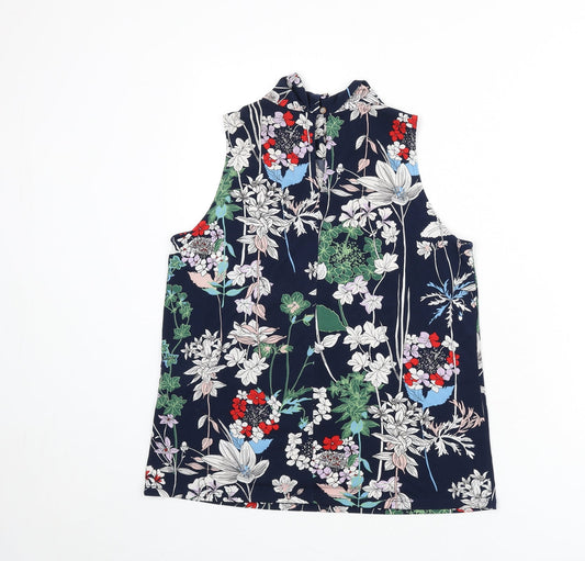 Warehouse Womens Multicoloured Floral Polyester Basic Tank Size 10 Mock Neck