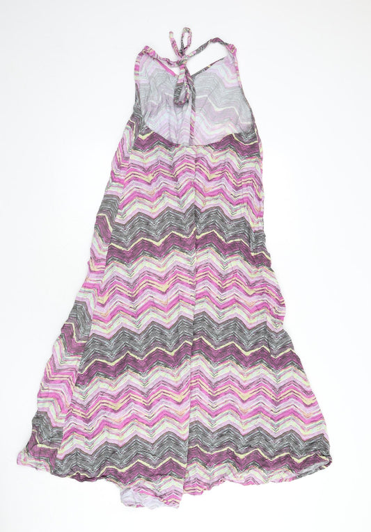 Very Womens Multicoloured Geometric Viscose A-Line Size 12 Halter Tie - Zig Zag Pattern