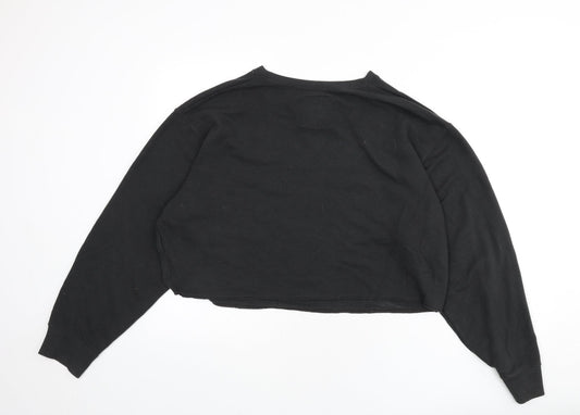 Hollister Womens Grey Cotton Pullover Sweatshirt Size L Pullover - Cropped, Slogan, Heart, Wings