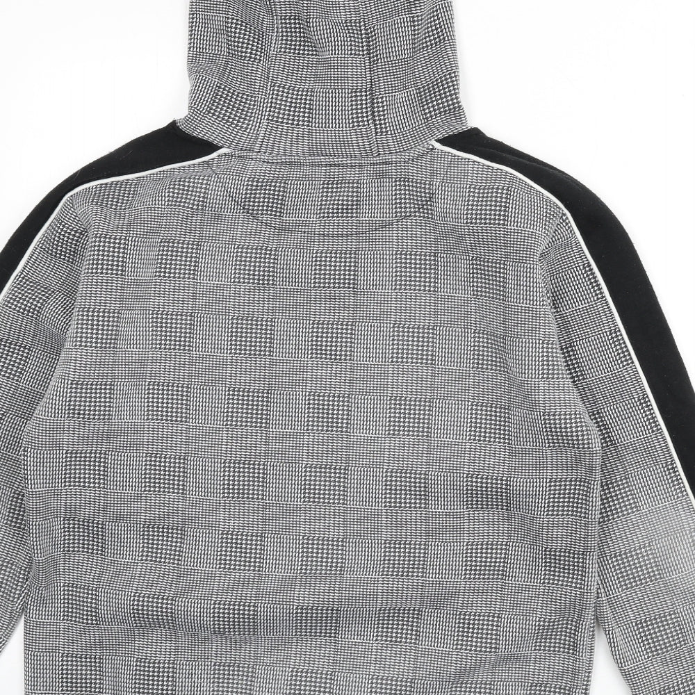 Brave Soul Womens Grey Houndstooth Polyester Pullover Hoodie Size S Pullover