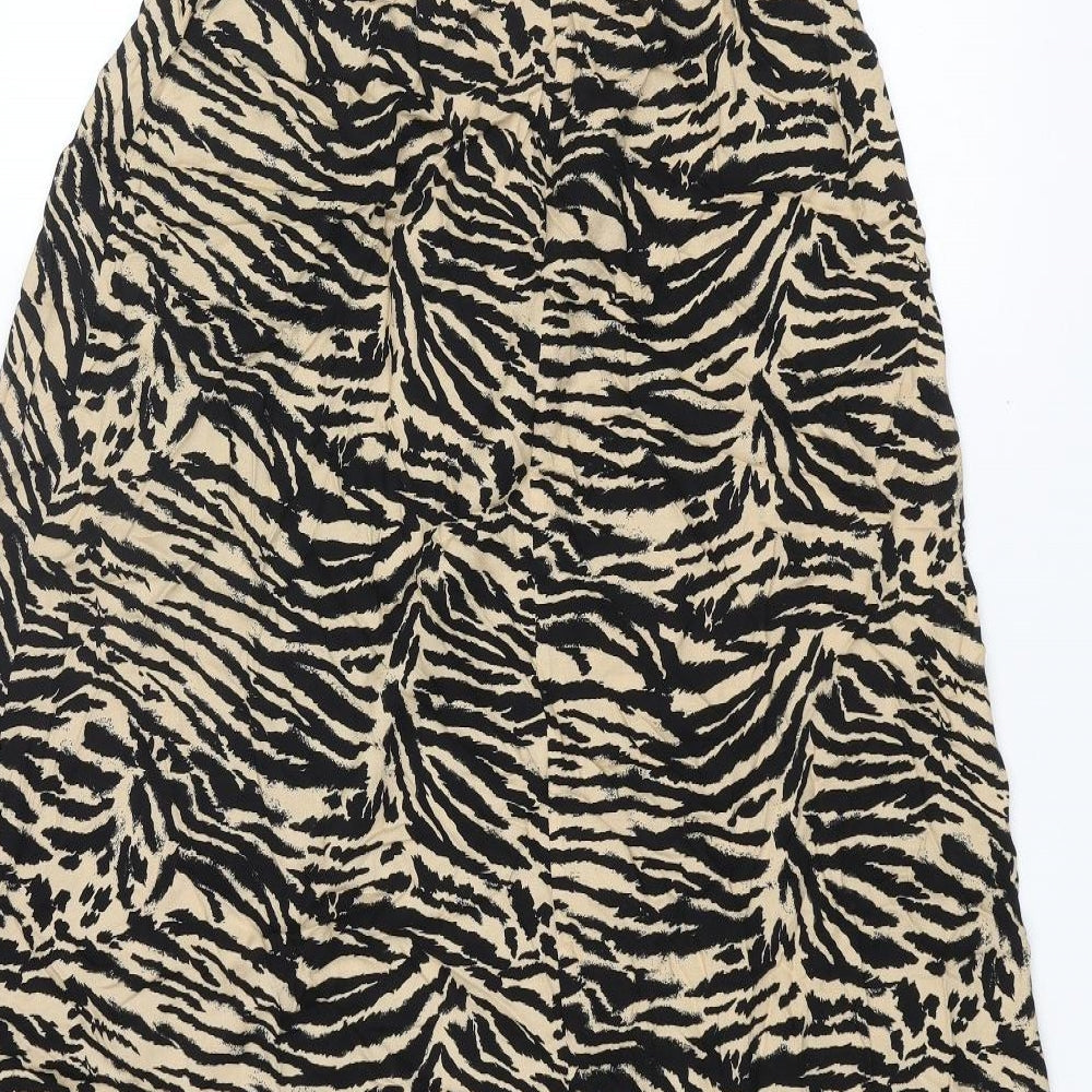 Marks and Spencer Womens Brown Animal Print Viscose A-Line Size 10 Scoop Neck Pullover - Tiger Print