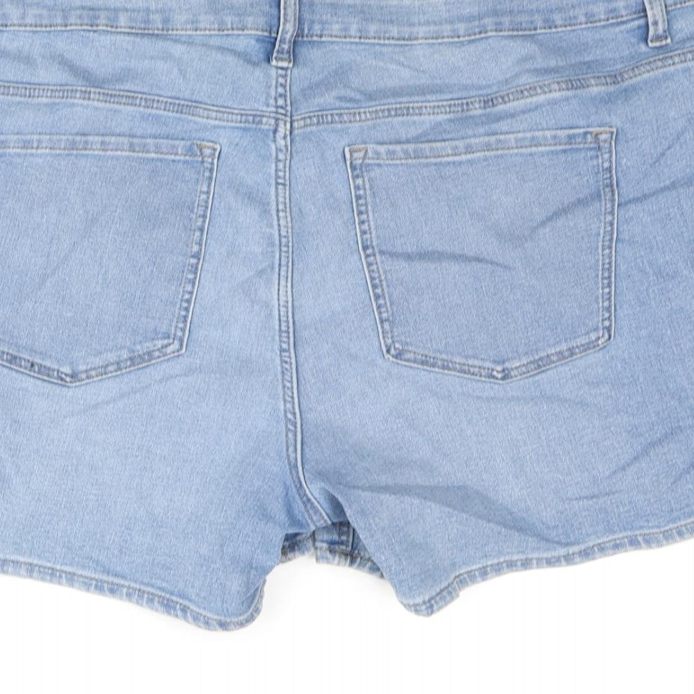 Marks and Spencer Womens Blue Cotton Basic Shorts Size 24 L4 in Regular Zip