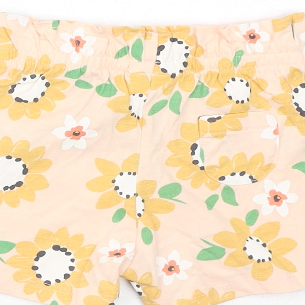 Marks and Spencer Baby Pink Floral Cotton Cropped Trousers Size 6-9 Months Pullover