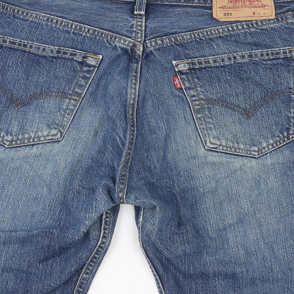 Levi's Womens Blue Cotton Cut-Off Shorts Size 34 in L9 in Regular Button - Distressed