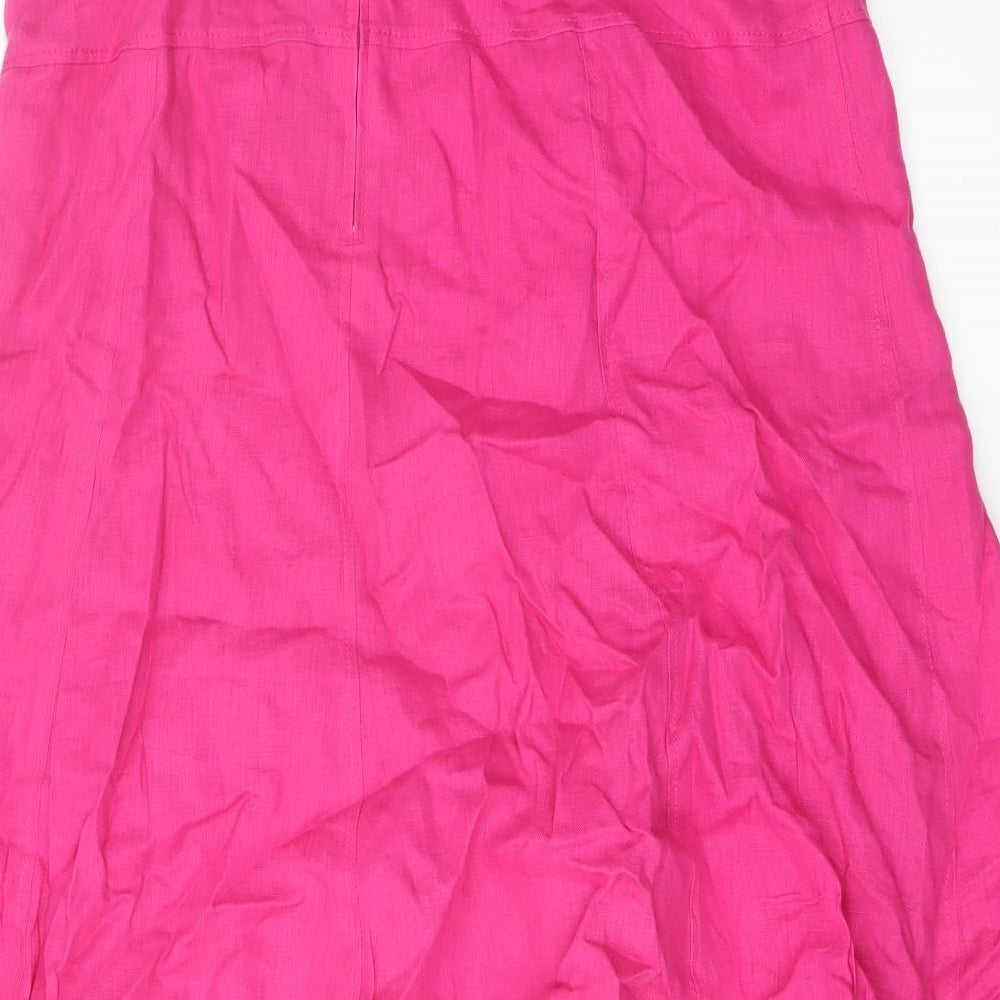 Gerry Weber Womens Pink Linen Flare Skirt Size 14 Zip