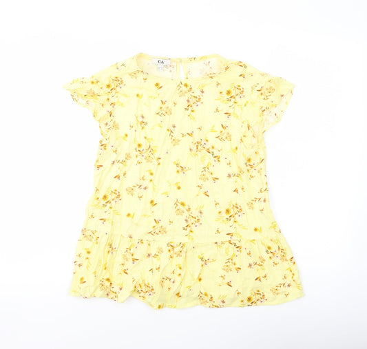 Womens UK Size 6 C&A Yellow Basic Blouse