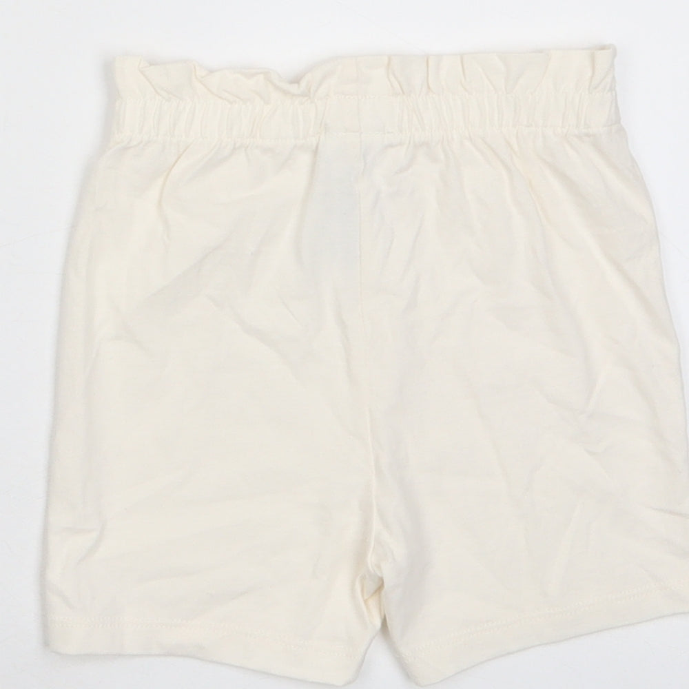 Marks and Spencer Girls Beige Cotton Cropped Trousers Size 18-24 Months Pullover - Embroidered