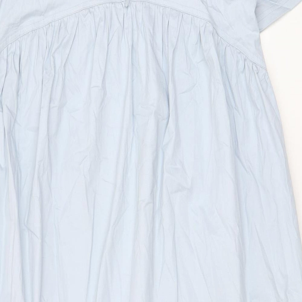 COLLUSION Womens Blue Cotton A-Line Size 10 Crew Neck Tie - Pleated