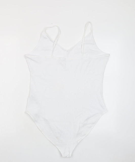 Marks and Spencer Womens White Cotton Bodysuit One-Piece Size 22 Snap