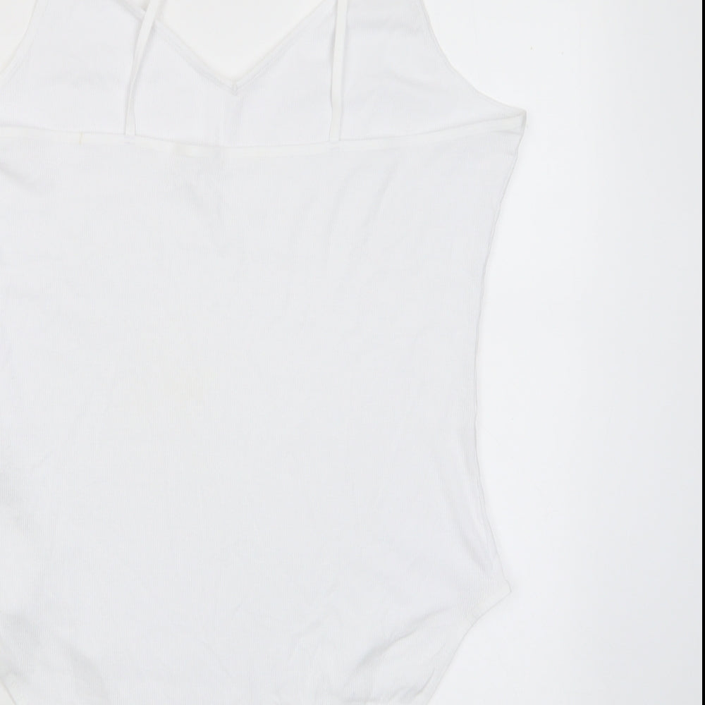 Marks and Spencer Womens White Cotton Bodysuit One-Piece Size 22 Snap