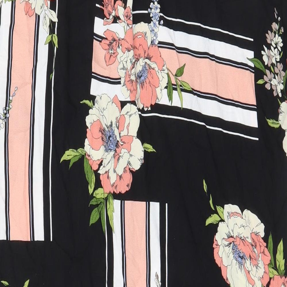 Dorothy Perkins Womens Black Floral Viscose Shirt Dress Size 12 Collared Button