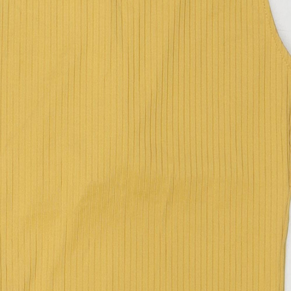 H&M Womens Yellow Viscose Bodysuit One-Piece Size M Snap
