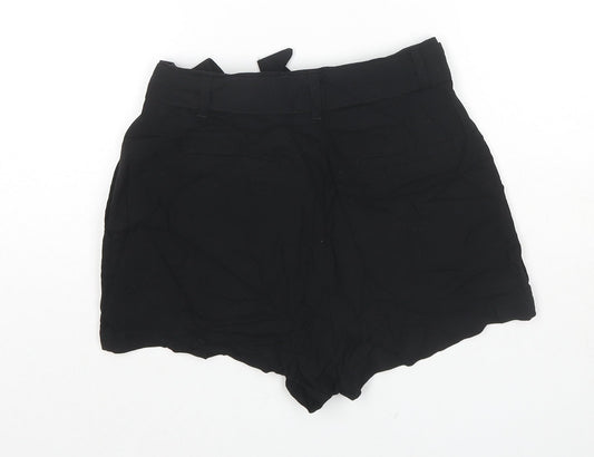 H&M Womens Black Viscose Basic Shorts Size 8 L3 in Regular Zip