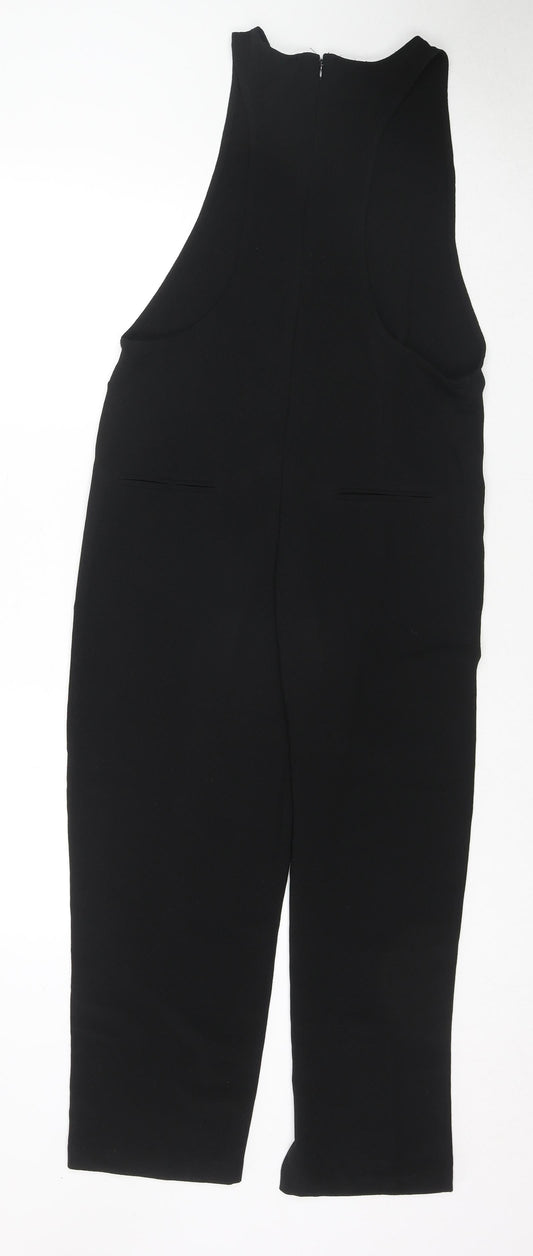 FOREVER 21 Womens Black Polyester Jumpsuit One-Piece Size S L28 in Zip