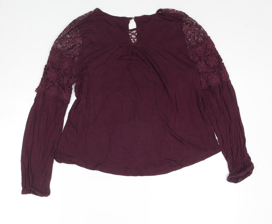 Womens UK Size S Oasis Purple Basic Button-Up