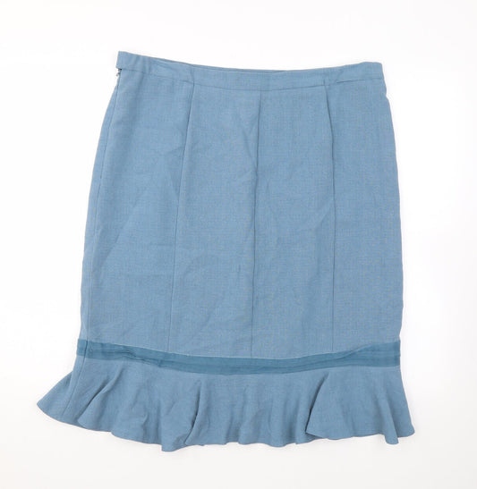 Klass Womens Blue Polyester Straight & Pencil Skirt Size 16 Zip