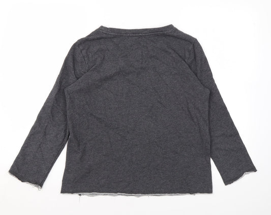 Gap Womens Grey Animal Print Cotton Pullover Sweatshirt Size S Pullover - Leopard Print