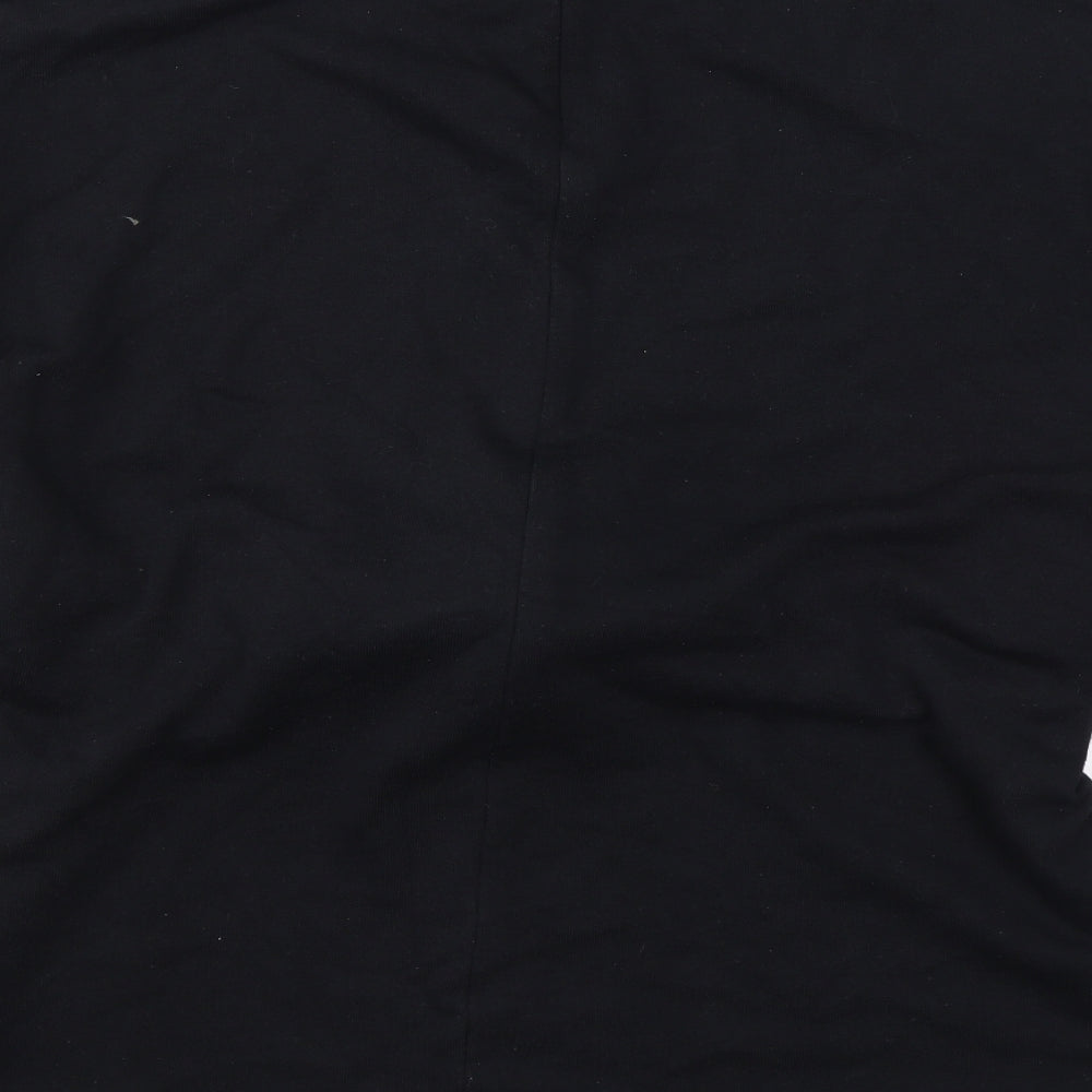 Topshop Womens Black Cotton Pullover Sweatshirt Size 12 Zip - Shoulder Cut Outs