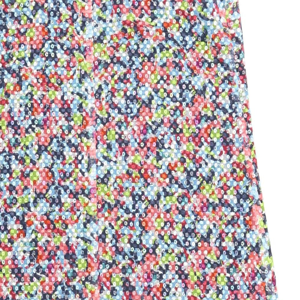 Marks and Spencer Womens Multicoloured Polyester Ball Gown Size 22 V-Neck Zip
