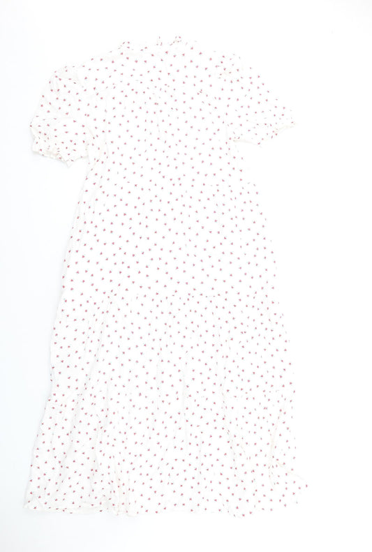 Per Una Womens White Floral Cotton A-Line Size 8 V-Neck Pullover