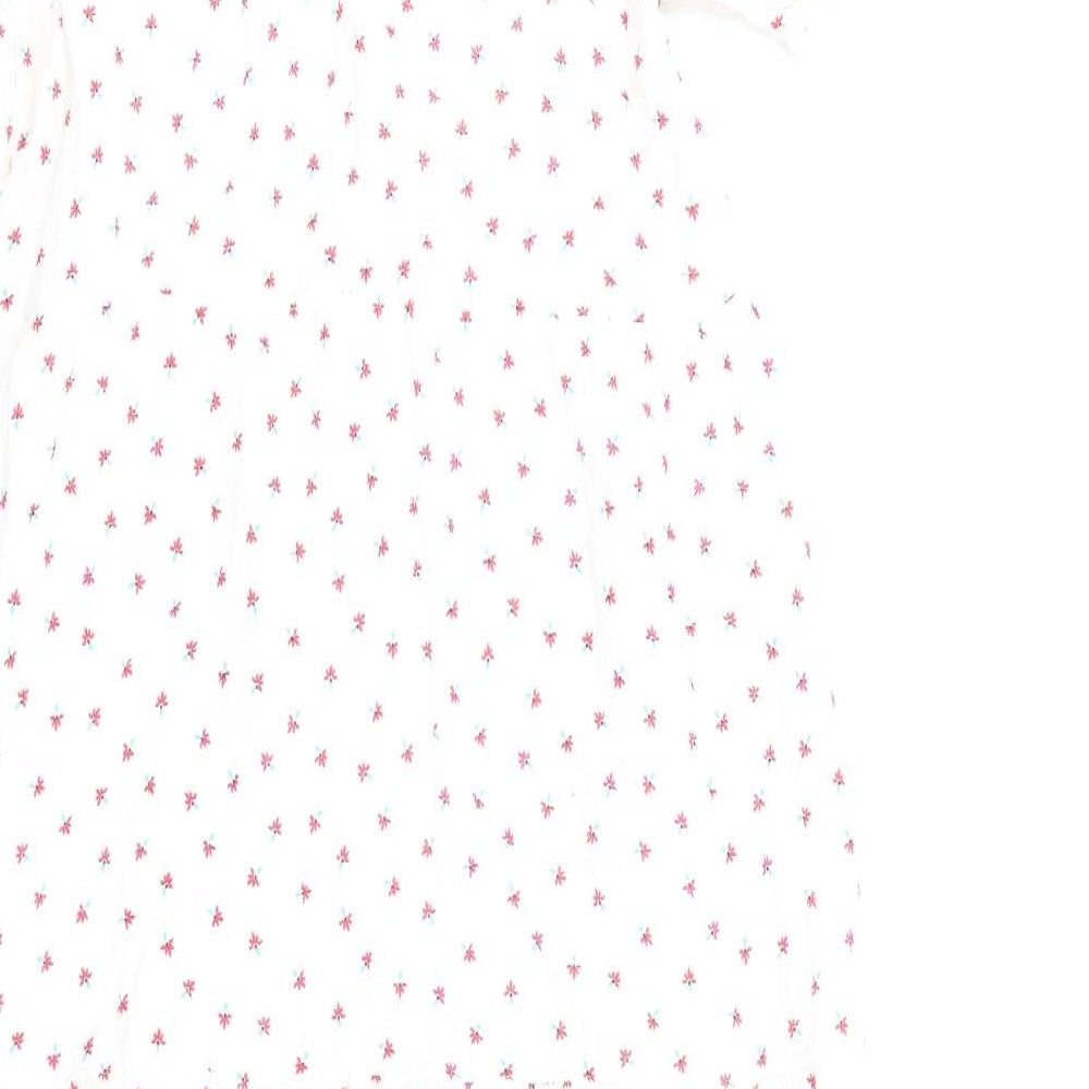 Per Una Womens White Floral Cotton A-Line Size 8 V-Neck Pullover