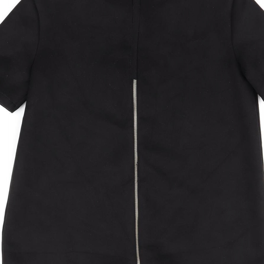 Womens UK Size S Zara Black Basic T-Shirt