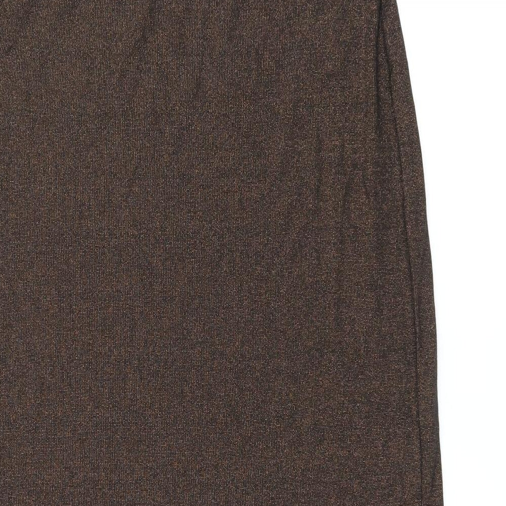 Marks and Spencer Womens Brown Cotton Straight & Pencil Skirt Size 12