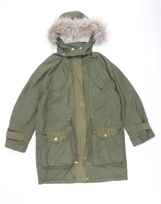 Womens UK Size XS H&M Green Parka Coat