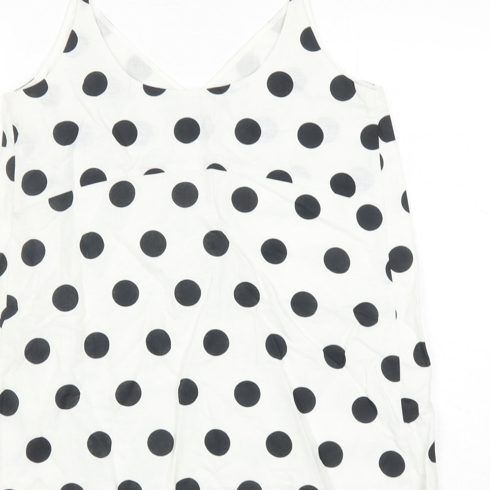 Marks and Spencer Womens White Polka Dot Flax Camisole Tank Size 6 V-Neck - Lined
